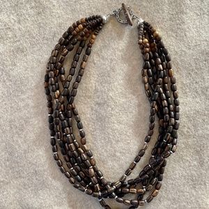 Silpada Palm Wood Strand Necklace with Sterling Silver Accent Beads